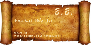 Bocskai Béla névjegykártya
